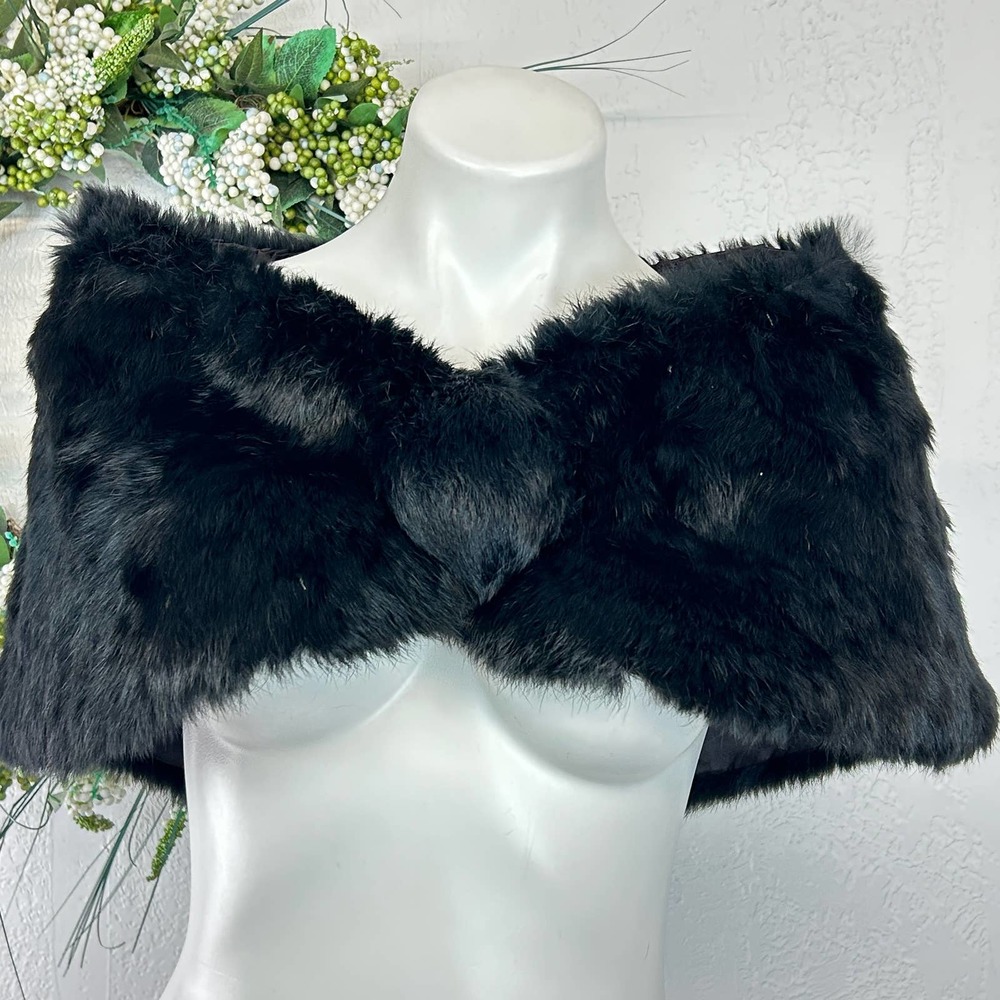Vintage D. H. E. Black Rabbit Shawl
